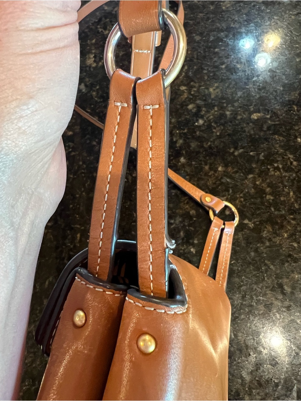 Tory Burch Tan Leather Logo Crossbody Bag - Picture 4 of 8
